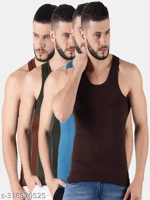 Dollar Lehar Combed Cotton Mens Pack Of 4 Multicolour Vest