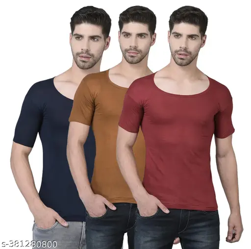 Dollar Lehar Combed Cotton Mens Pack Of 3 Multicolour Vest