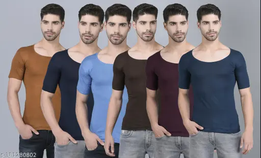 DOLLAR Men's (Pack of 6) Brown Innerwear Vests