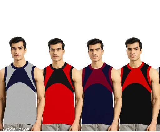 12 - MENS GYM VEST - 100 % COTTON - 4 PC PACK