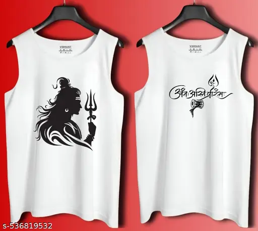Mahakal Shlok Design Sando Combo | Mahadev Vest combo in White Colour | 2 Ganji in polyester fabric under 300