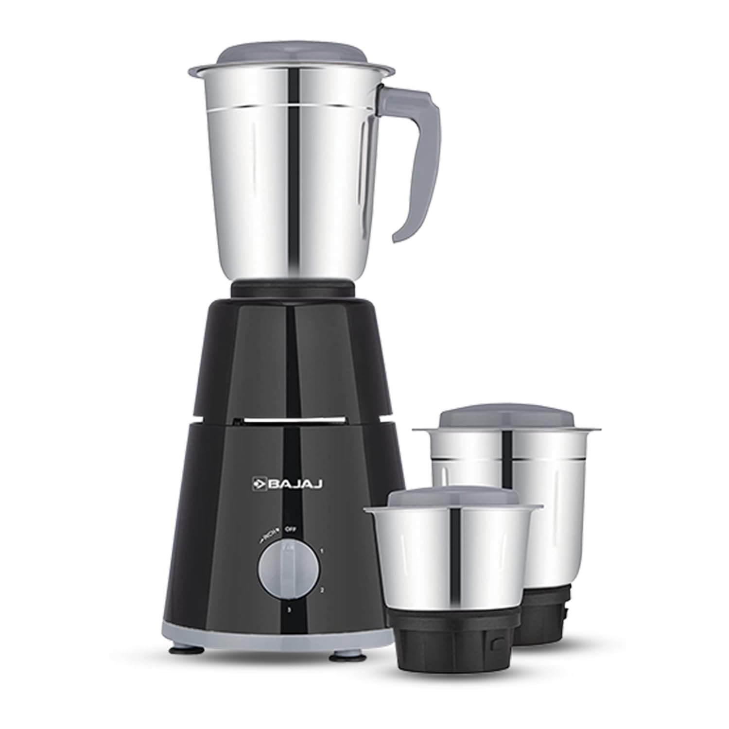 Bajaj GX1 Mixer Grinder 500W | Superior Mixie For Kitchen | 2-In-1 For Dry Grinding | Blade Function With Titan Motor | 3 Stainless Steel Mixer Jars | 1 Year Product Warranty By Bajaj 【Black】
