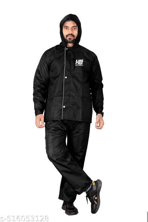 Men Solid Reversible Double Layered High Quality Waterproof Raincoat