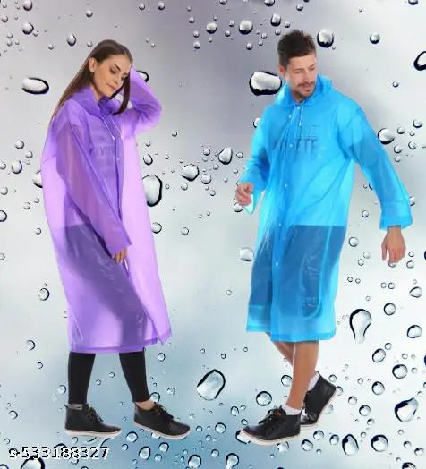 Unisex waterproof raincoat with hood cap.pack of 2