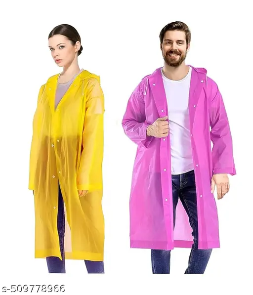 Bmode Solid Men & Women Raincoat Pack of 2 (Majenta,Yellow)