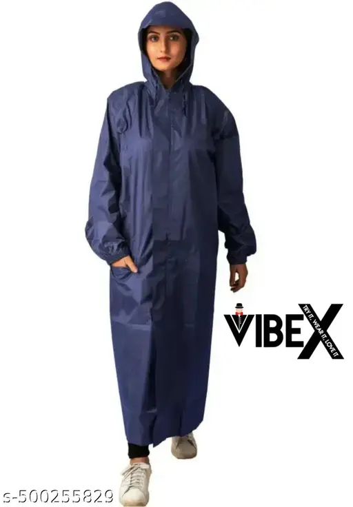 VIBEX Waterproof Solid Men & Women Raincoat BLUE color
