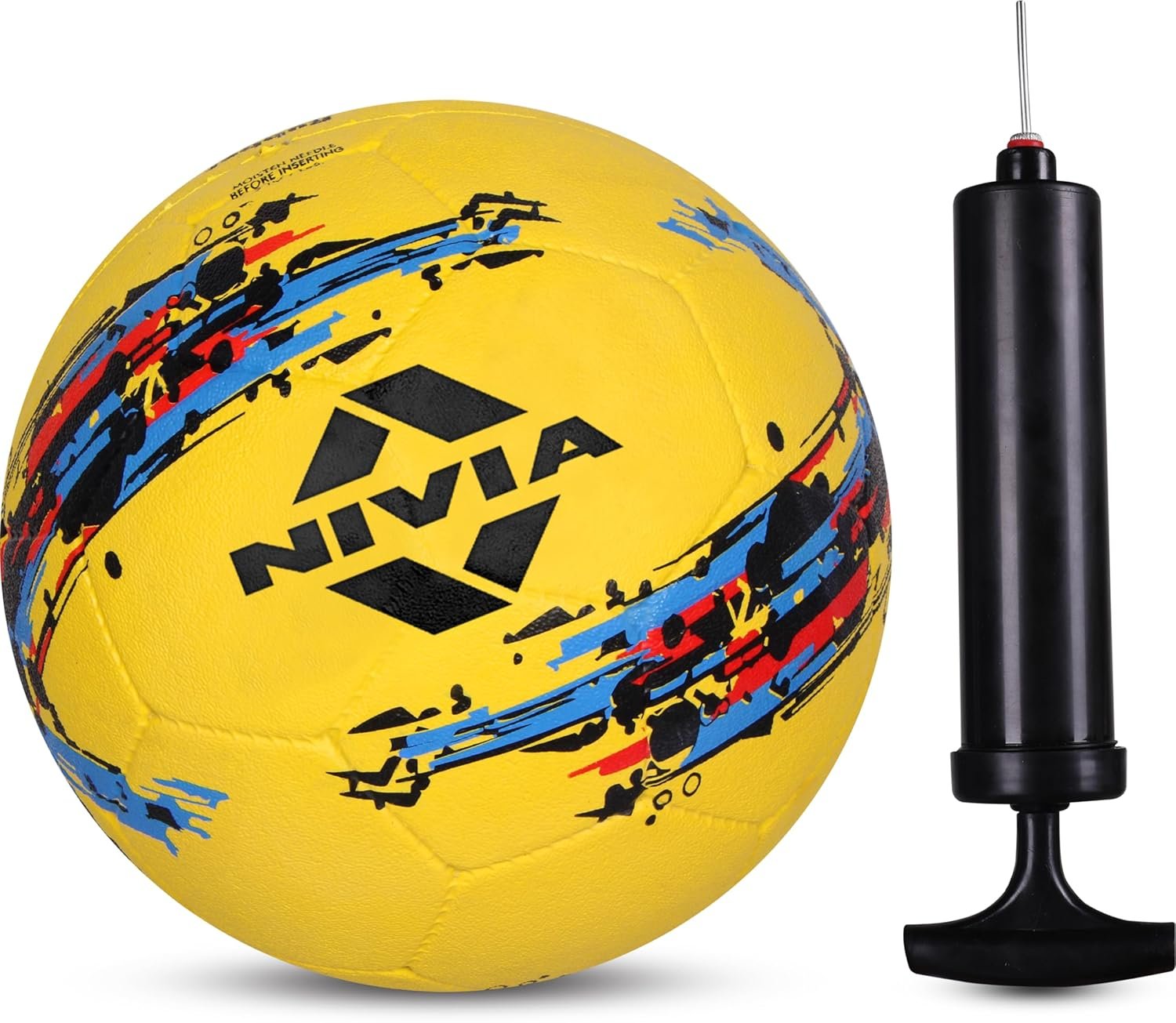 Nivia Storm Yellow Moulded Football with Ball Pump Football - Size: 5 (Pack of 1, Yellow/Black)