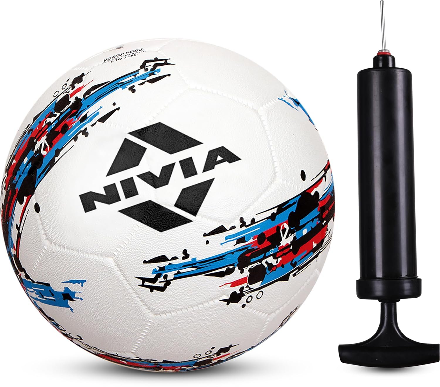 Nivia Storm White Moulded Football with Ball Pump Football - Size: 5 (Pack of 1, White)