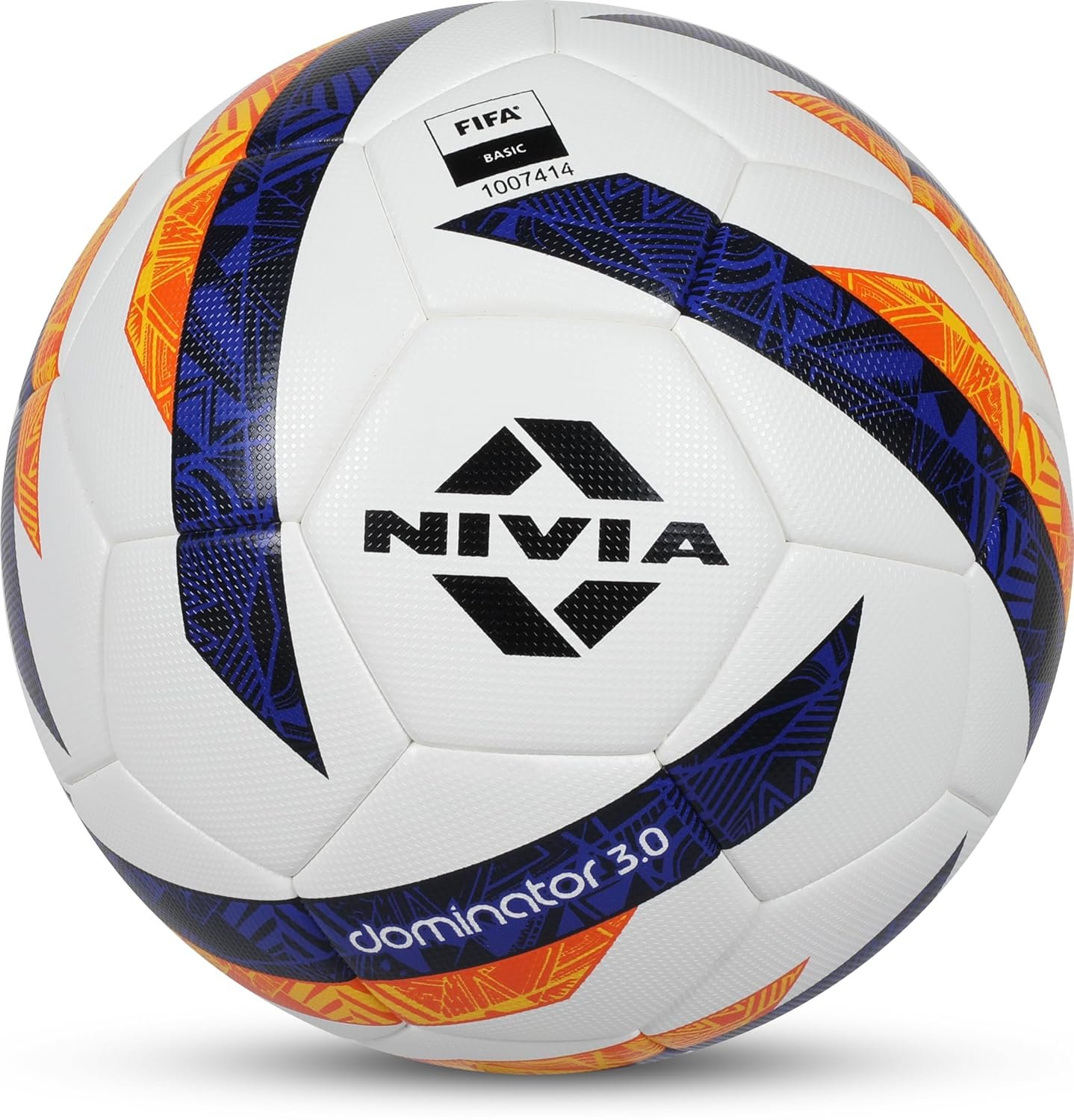 Nivia Dominator 3.0 Football, Match Ball, 32 Panels, Durable & Soft PU Leather, Butyl Fabric Wounded Bladder, FIFA Basic, to Play on Both Natural and Artificial Grass (Multicolor, Size - 5)