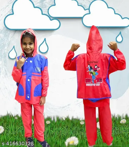 Cute Fancy Boys And Girls Bottom & Top Set Raincoat