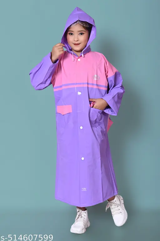 RAINGLOW Kids Waterproof Hooded Raincoat | Long-Length School Raincoat for Boys & Girls