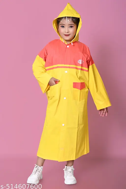 RAINGLOW Kids Waterproof Hooded Raincoat | Long-Length School Raincoat for Boys & Girls
