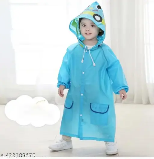Zacharias Unisex Kids PVC Waterproof Long Raincoat fr-03 (3-7 Years_Pack of 1)