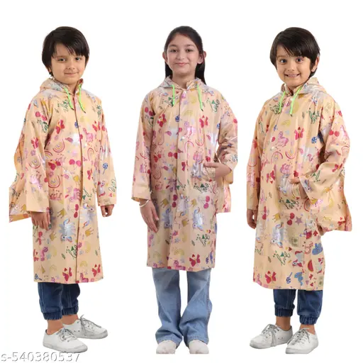 100% waterproof Unisex Rain Wear/Rain Coat With Backpack Protection for Kids (Boys &Girls).