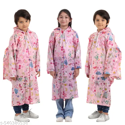 100% waterproof Unisex Rain Wear/Rain Coat With Backpack Protection for Kids (Boys &Girls).