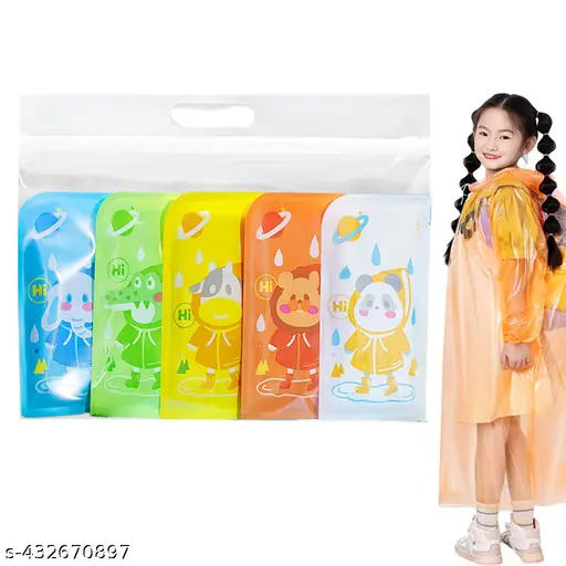 5Pcs Kids Rain Coat Travel Disposable Rain Coat Hooded Rain Ponchos for Camping, Hiking, Traveling