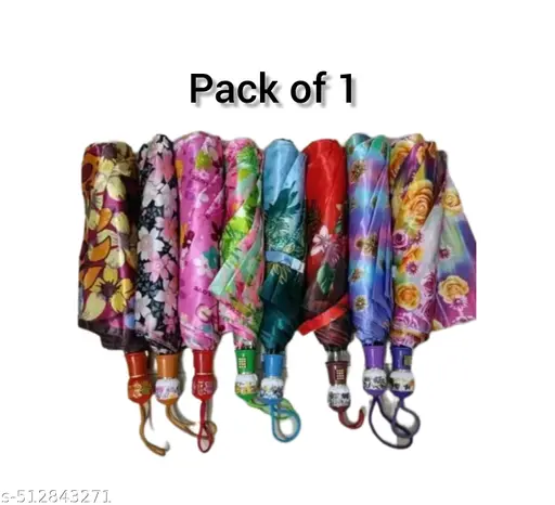1 Pack Umbrella Multicolour 2 Foldable Man & Women's Protective and Regular Type Umbrella