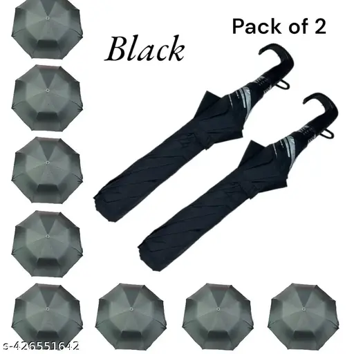 2 fold classic black umbrella combo for All Age Groups – Kids/Boys/Girls/Adults