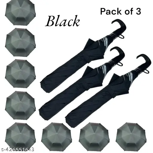 2 fold classic black umbrella combo for All Age Groups – Kids/Boys/Girls/Adults.