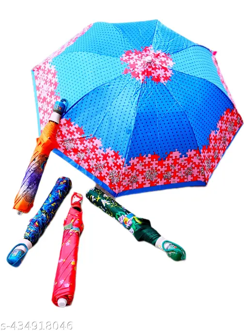 (Pack of 1) Multiple Colours Printed Stylish Umbrella For Men and Women Regular Type Umbrella and 2 Foldable Umbrellas