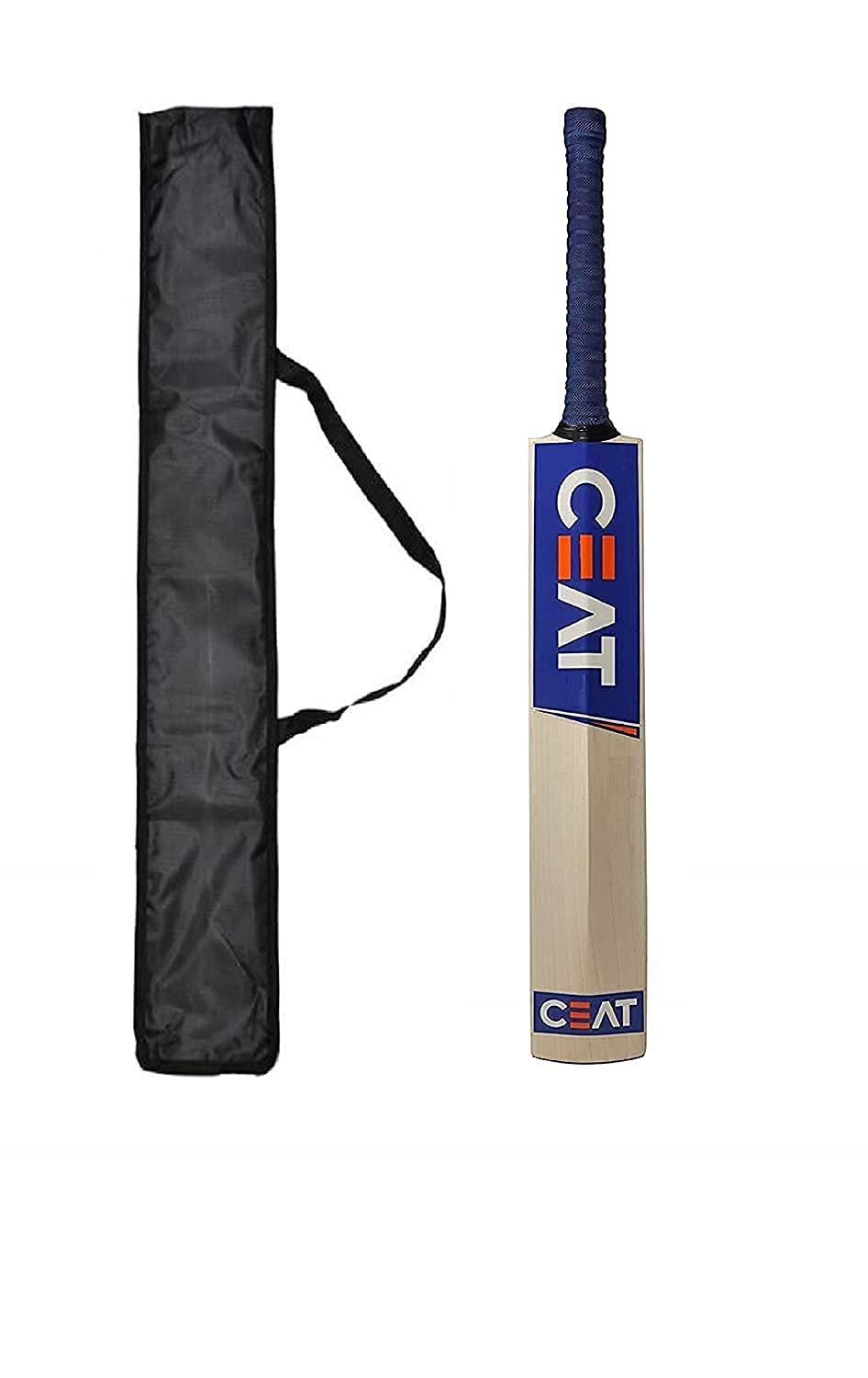 Ske Solid Popular Willow Cricket Bat for All Tennis Balls (Natural, Full Size), Wood, Multicolour (Cricket Bat with Cover)
