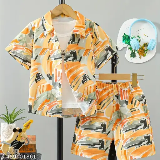 RAINBOW KIDS PAINTING PRINT CO-ORDS (ORANGE) NO INNER