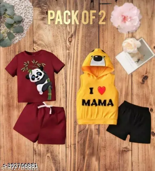 Boys/Giirls Hosiery Cotton Clothing Set (Pack Of 2)