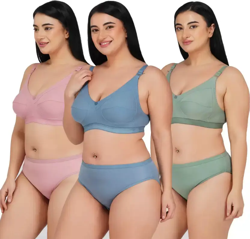 Saklana  Bra & Panty Set Solid Multicolor Lingerie Set