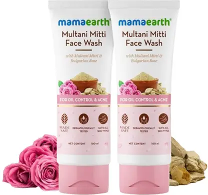 Mamaearth Multani Mitti with Bulgarian Rose For Oil Control & Acne Face Wash 