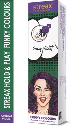Streax Professional Hold & Play Funky Hair Colour Crazy Violet,100gm , Crazy Violet