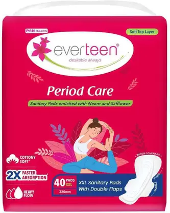 everteen Period Care XXL 40 Soft & 40 Dry Sanitary Pads Enriched With Neem and Safflower Sanitary Pad 