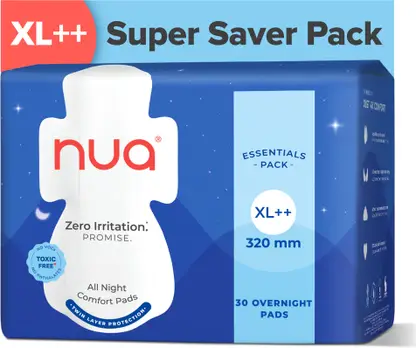 Nua All Night Comfort 320mm XL++ | Twin Layer Protection Sanitary Pad 
