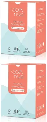 Nua Ultra Thin Rash Free Sanitary Pads - 12 Large Sanitary Pads x Pack of 4 Sanitary Pad