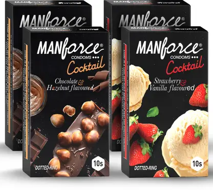 MANFORCE Cocktail Combo Pack (Hazelnut & Chocolate and Strawberry & Vanilla) Condom 