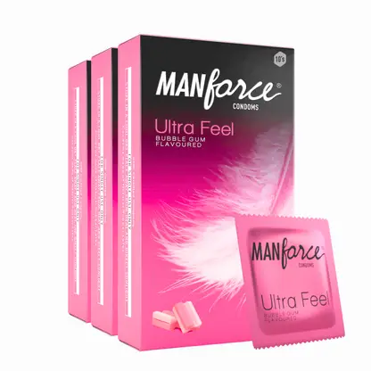 MANFORCE Ultra Feel Bubblegum Flavoured Condoms 10 Pieces (Pack of 3) Condom 