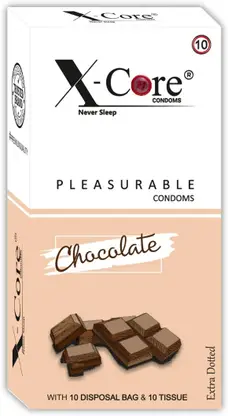 X-Core Condom For Men Dotted Long Time Delay Condoms - 10 Count Chocolate Flavour Condom