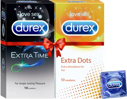 DUREX Extra Dots 10s, Extra Time 10s Pleasure Packs Condom