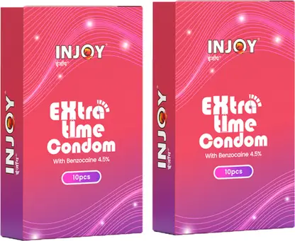 Injoy Premium Extra Dotted Condoms 4.5% Benzocaine (Pack of 2) Condom