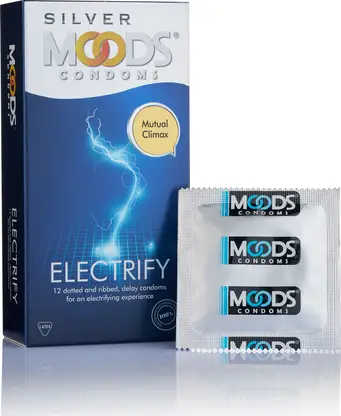 MOODS Silver Electrify Condoms, 12 Count Each ,Pack of x 5 Condom
