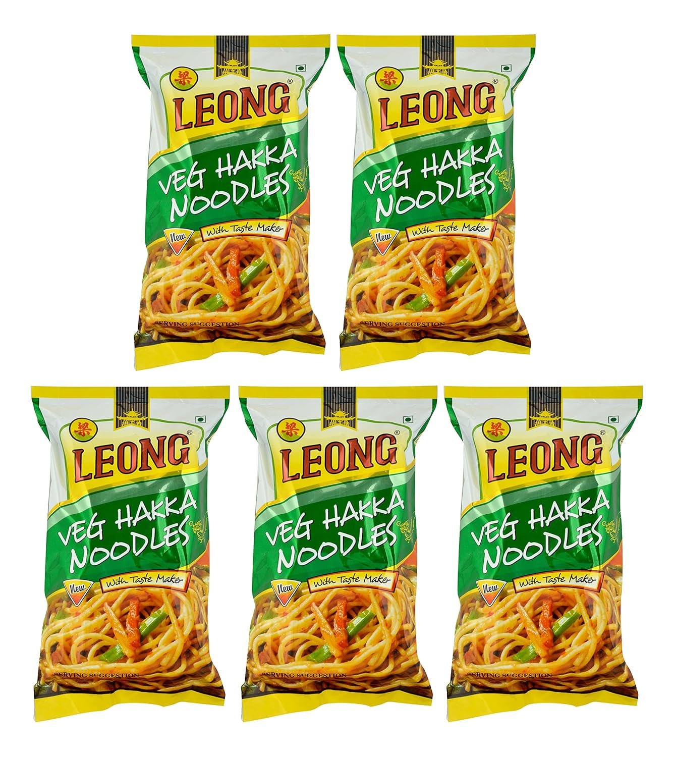 Leong Veg Hakka Noodles with Taste Maker, 1 Kg (Pack of 5)