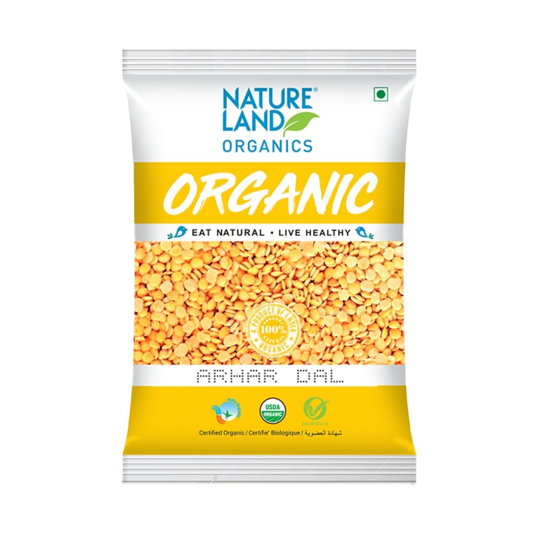 Natureland Organics Arhar/Toor Dal 1 Kg - Organic Healthy Pulses