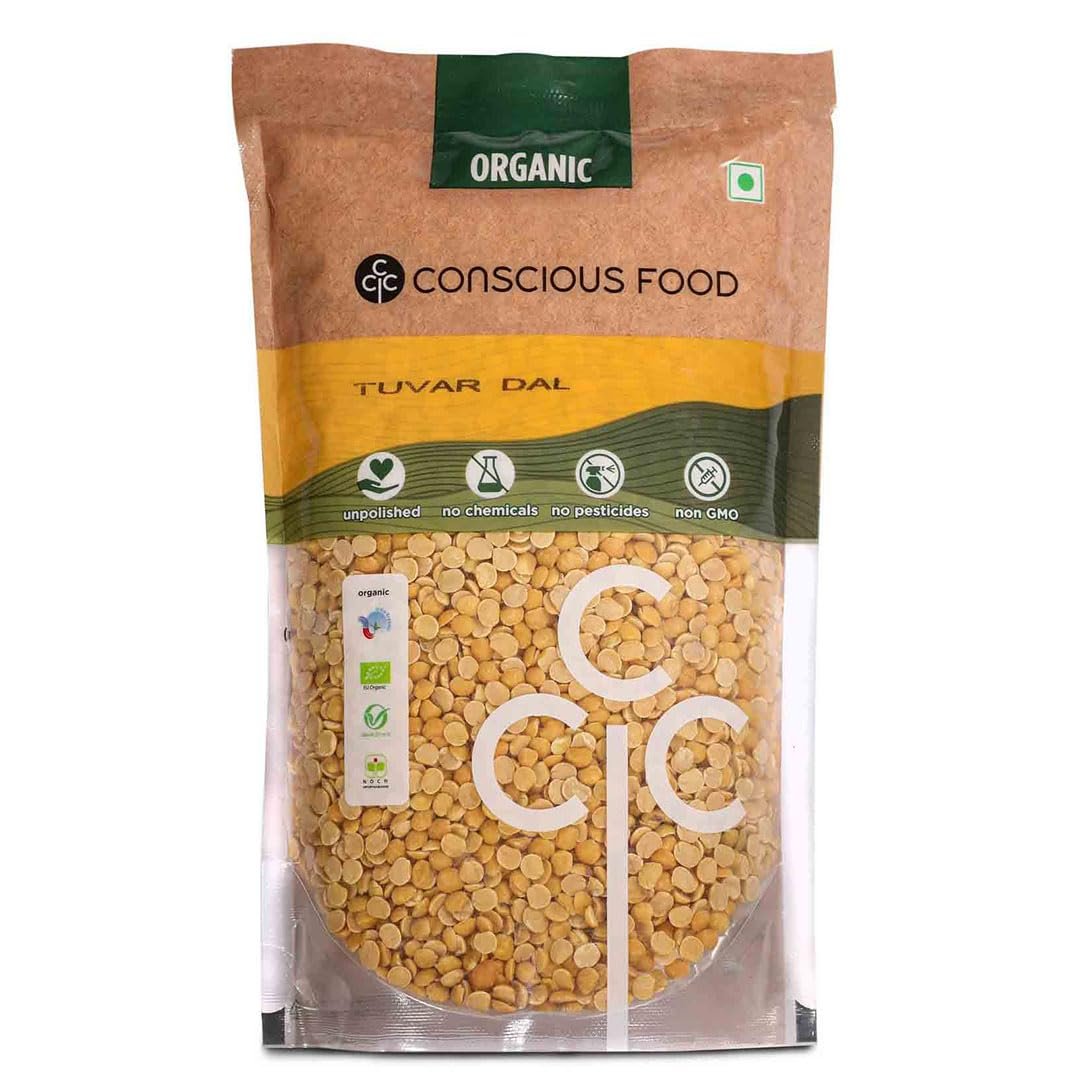 Conscious Food Organic Toor Dal | 1kg | Unpolished | Certified Organic | Tuvar Dal, Arhar Dal, Tur Dal, Pigeon Pea