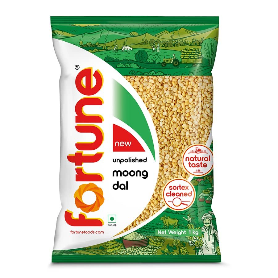 Fortune Moong Dal, 1 kg, Unpolished and Sortex cleaned