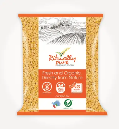 Ritually Pure Organic Yellow Moong Dal (Split) (Dhuli Moong Daal)  (1 kg)