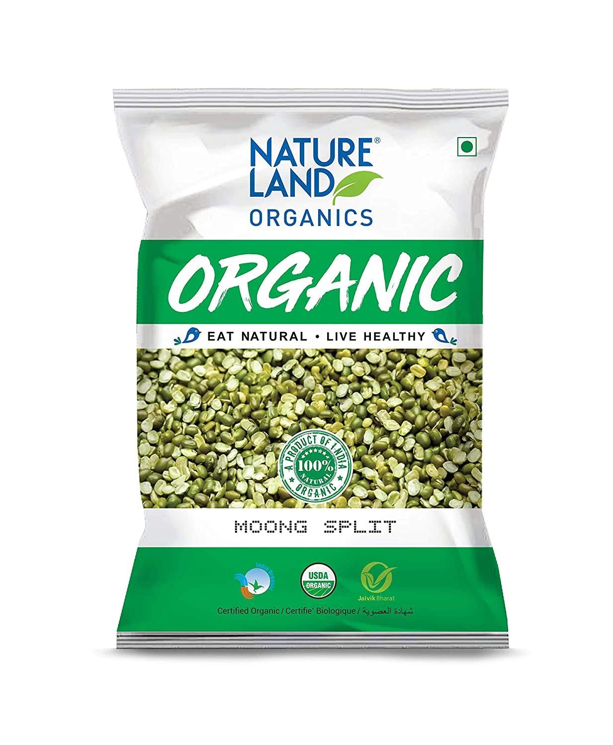 Natureland Organics Moong Chilka / Split 500 Gm - Organic Healthy Pulses