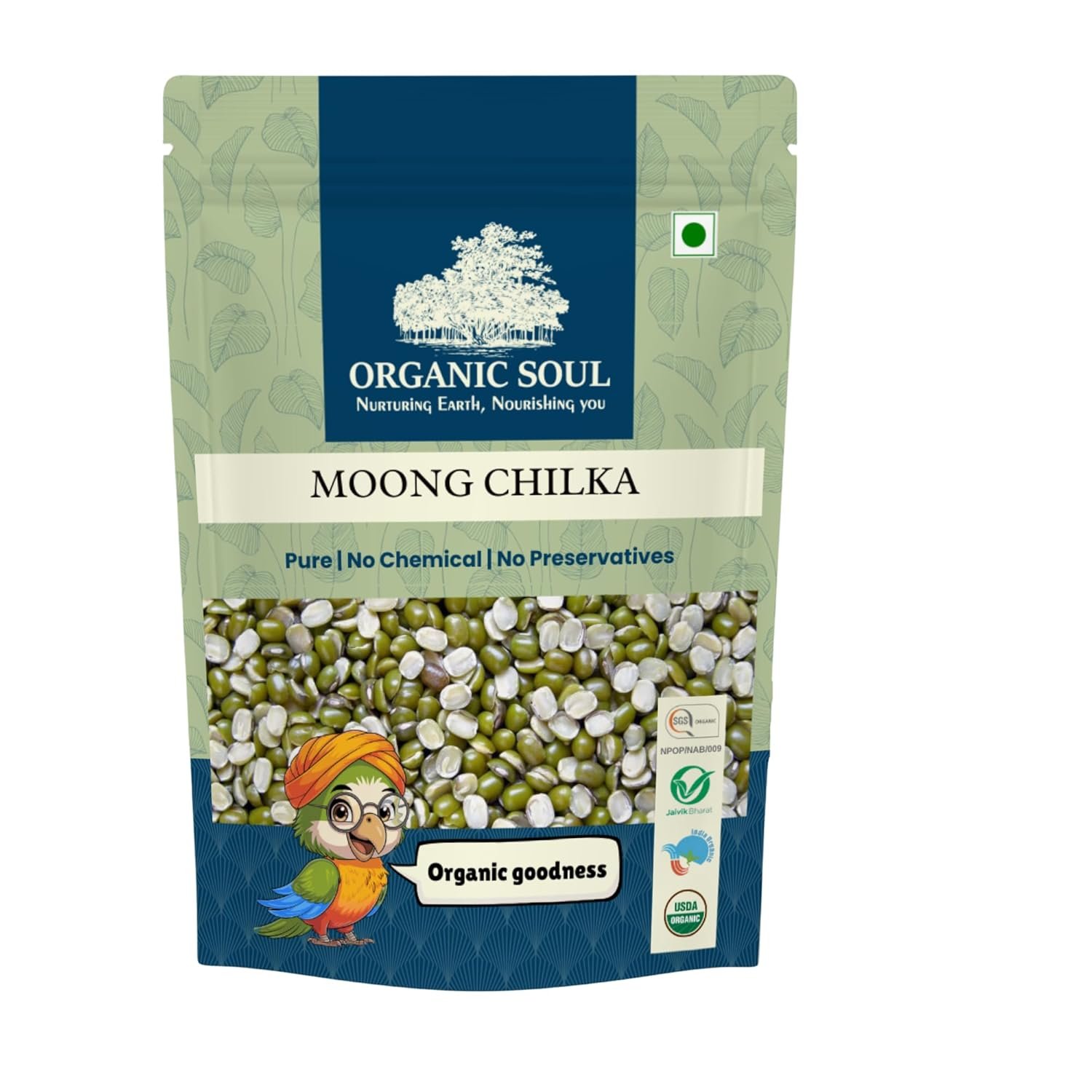 Organic Green Moong Dal Split - 450 Gram
